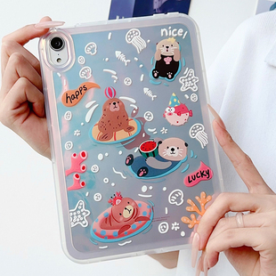 镭射彩绘ipad11保护壳平板air7保护套适用mini7 6苹果pro11气囊防摔air654软壳ipad10可爱海獭89代10.2寸全包