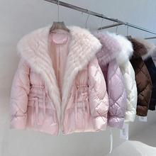 超大轻奢狐狸大毛领2024冬季新款鹅绒加厚中长款羽绒服皮草外套女