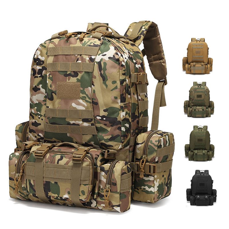 户外运动登山包迷彩战术组合双肩包男女大容量徒步野营旅游背包55
