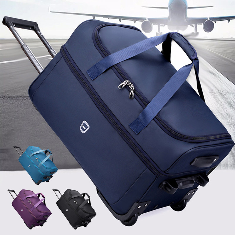 新款牛津布拉杆包加高大容量手提旅行登机包防水折叠学生行李箱包