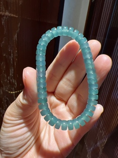 直切手串 3.3 精工归圆 卡6.8 天然翡翠A货冰蓝水直切药片珠