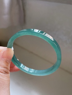 50.5 51号 种水好小圈口 天然翡翠A货冰蓝方镯 13.73g