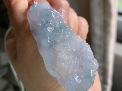 缅甸天然翡翠A货紫罗兰飘花龙牌，64.5-30.4-10.2，34.55g