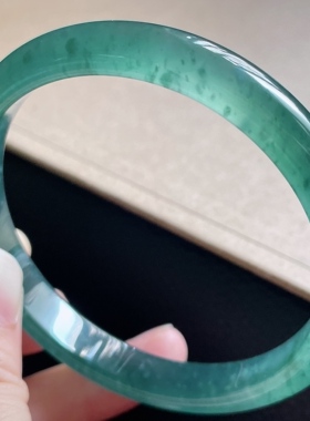 天然翡翠A货大圈口蓝水手镯，60-61圈，60.8-10.1-6.5，38.73g