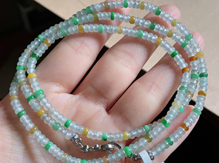緬甸天然翡翠A貨冰潤多寶算盤珠項鏈?zhǔn)宙?珠卡3.7mm