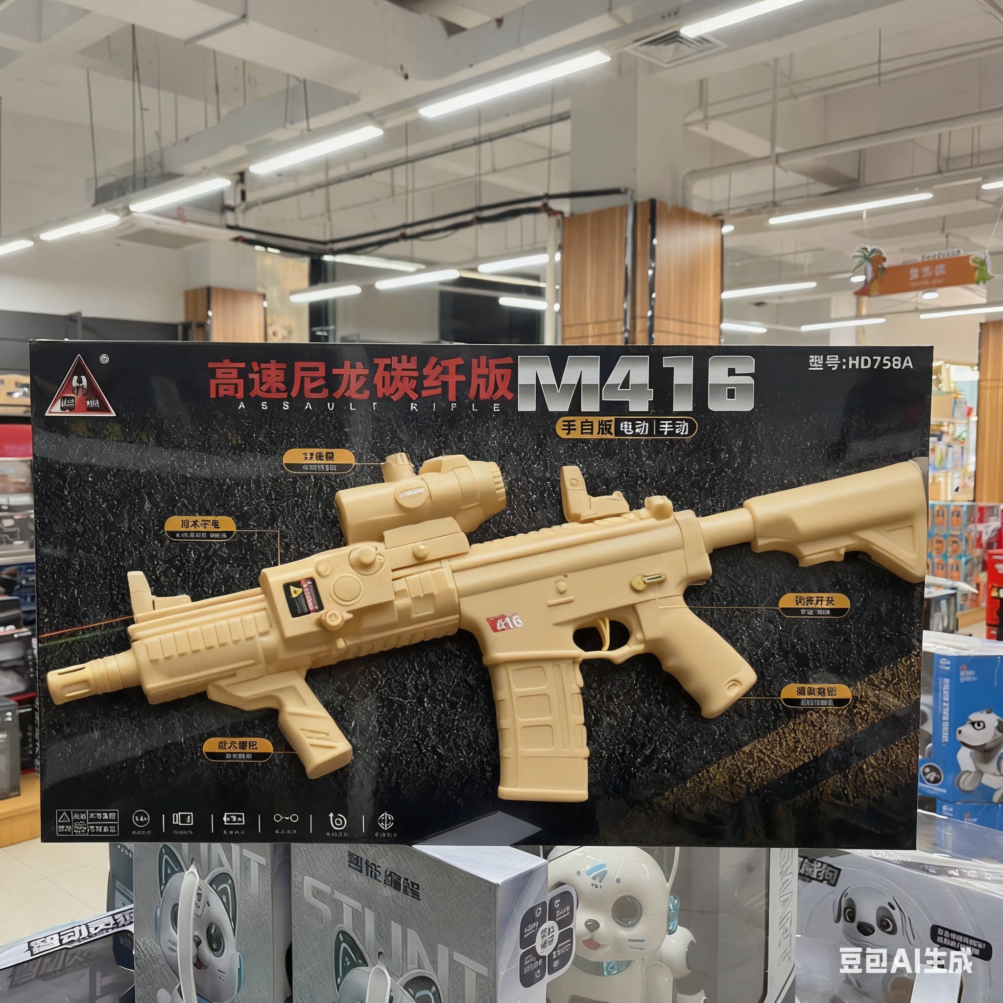 悍迪M416高速尼龙碳纤版电动连发六一儿童节生日礼物男孩玩具枪图片