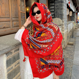夏季开车空调披肩韩版民族风旅游丝巾海边沙滩巾女防晒围巾