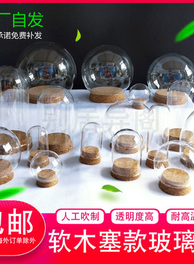 ins软木塞毛毡diy核雕泡泡玛特防尘玻璃罩手办摆件玻璃展示瓶包邮