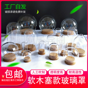 ins软木塞毛毡diy核雕泡泡玛特防尘玻璃罩手办摆件玻璃展示瓶包邮