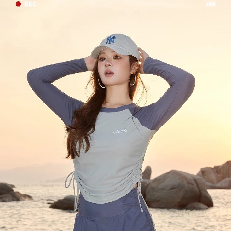 大码胖人遮肉游游泳舒适平角裤运动比基尼泳装长袖防晒保守套装