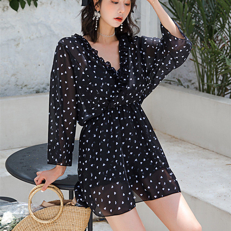 分体大胸杯defg罩侧收遮副乳舒适不压胸大码胖人四角裤泳池游泳衣