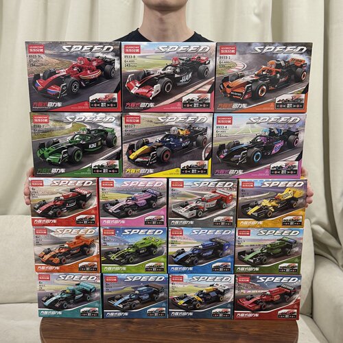 F1方程式回力赛车积木拼装图玩具汽车男孩益智幼儿园儿童生日礼物