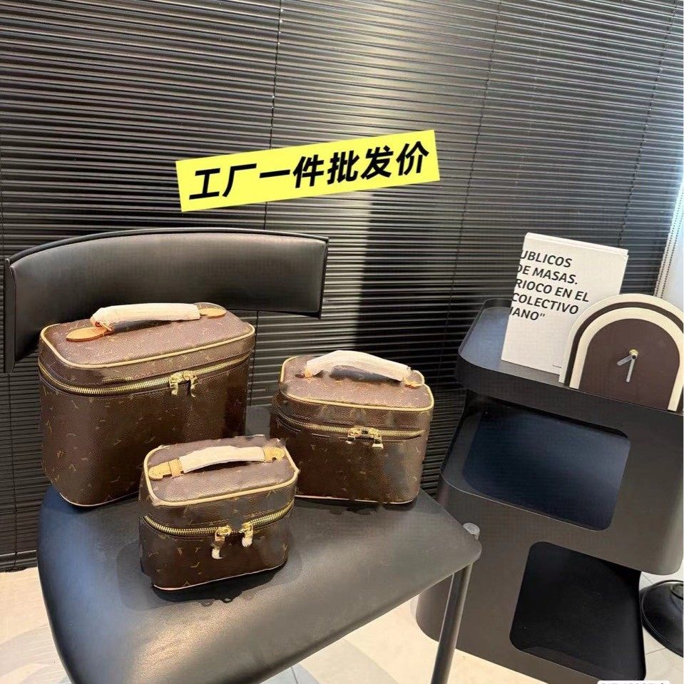 广州跨境真皮老花化妆包女士手提包复古印花洗漱包中古改造包包,收纳整理,化妆箱/盒,淘宝优惠券,粉丝福利购,淘宝优惠卷