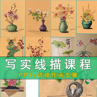 初级中级实物线描写生临摹图片素材少儿童画室美术兴趣班ppt课件