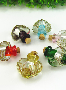 diy心形琉璃香薰小瓶子项链吊坠