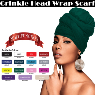 围巾 防晒包头丝巾 Scarf 披肩 Head Wrap 欧美包头巾Crinkle