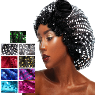 睡帽家居帽月子帽空调帽亚马孙爆款防尘帽包头帽Bling Bonnet Cap