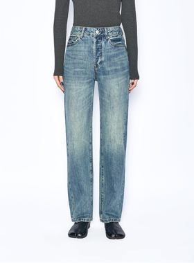 美式复古窄版阔腿裤女2026春高腰宽松直筒牛仔长裤667031