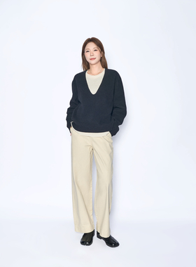 AUTUZCCI2026春季韩系口袋中高腰百搭复古轻工装裤弯刀裤K2140D