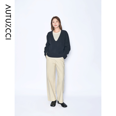 AUTUZ韩系复古中高腰工装裤