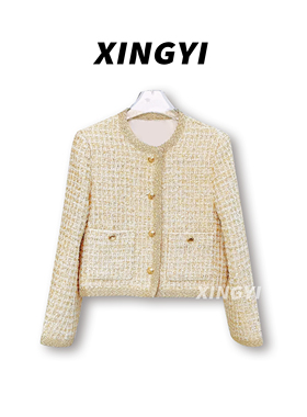 『XINGYI』重工高定金色闪丝编织花呢小香风上衣女外套XY8165