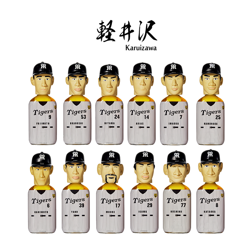 日本轻井泽2003年夺冠阪神老虎棒球队球员人物造形纪念版威士忌