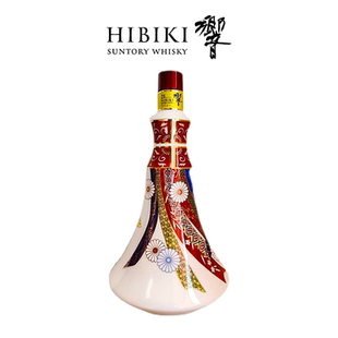 HIBIKI 响21年九谷烧/有田烧色绘菊熨斗文扇形瓶日本陶瓷瓶威士忌