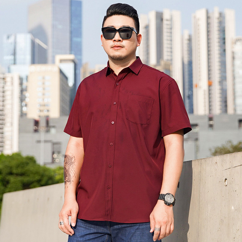 2XL-10XL夏季弹力大码短袖衬衣男休闲宽松衬衫可穿350斤8820-P45,男装T恤,星座802