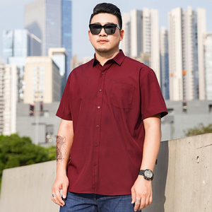 2XL-10XL夏季弹力大码短袖衬衣男休闲宽松衬衫可穿350斤8820-P45图片