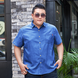 XL-8XL夏男休闲牛仔短袖衬衫时尚牛仔半袖衬衣加肥加大码1183-P55，男装T恤，星座802