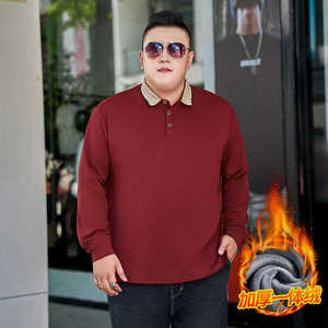 XL-9XL秋冬加绒加肥加大码男士长袖t恤polo衫男保暖上衣92P48-56图片