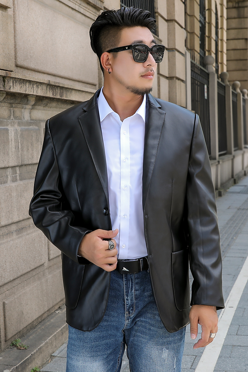 2XL-8XL春装新款男士皮衣潮西服西装皮夹克加肥加大外套2059-P125，男装西服，星座802
