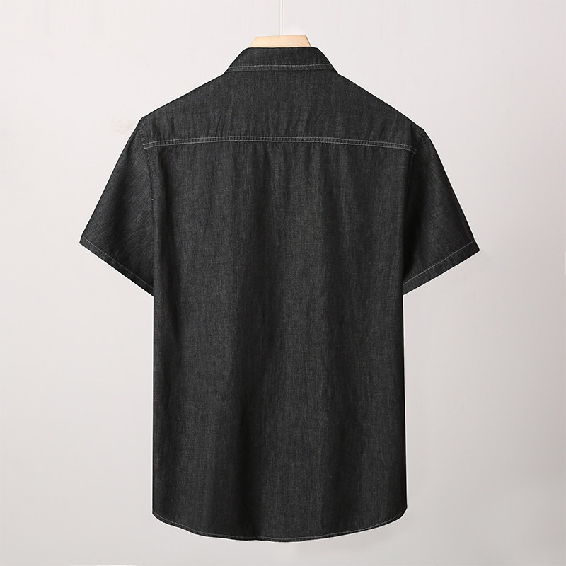XL-8XL夏男休闲牛仔短袖衬衫时尚牛仔半袖衬衣加肥加大码1187-P55,男装T恤,星座802