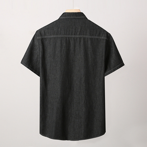 XL-8XL夏男休闲牛仔短袖衬衫时尚牛仔半袖衬衣加肥加大码1187-P55图片