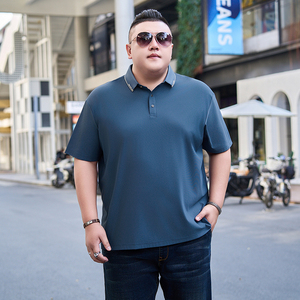 M-9XL加肥加大码男士冰丝翻领短袖 冰丝POLO短袖2095P48图片