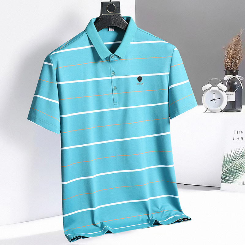 3XL-7XL直播高品质短袖t恤男条纹polo衫夏款翻领保罗体恤3310P58,男装T恤,星座802