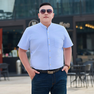 3xl-8XL夏装加大码宽松牛津纺全棉长袖衬衫纯色工装衬衣CS001-P60图片