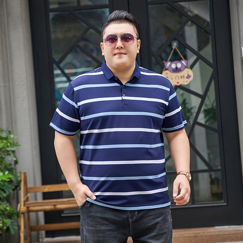 3XL-7XL男士条纹polo衫短袖商务休闲翻领保罗衫加肥加大2311P58,男装Polo衫,星座802
