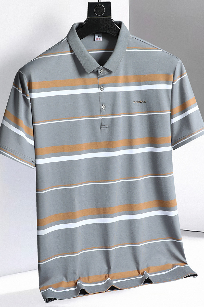 3XL-7XL男士条纹polo衫短袖商务休闲翻领保罗衫加肥加大3309P58,男装T恤,星座802
