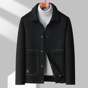 XL-8XL秋冬宽松毛呢上衣男式休闲翻领羊毛外套加肥加大码2052P195,抹茶色羊毛大衣搭配图片图片