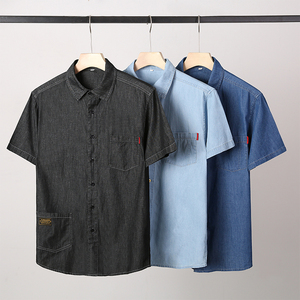 XL-8XL夏男休闲牛仔短袖衬衫时尚牛仔半袖衬衣加肥加大码1187-P55图片