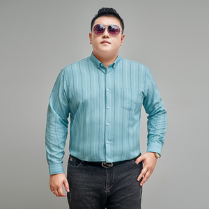春秋装牛津纺全棉条纹衬衫男长袖休闲免烫抗皱寸衣加大码CS05P55图片