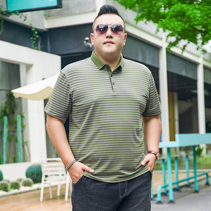 3XL-7XL 时尚潮流条纹短袖T恤 POLO衫加肥加大码9806P58图片