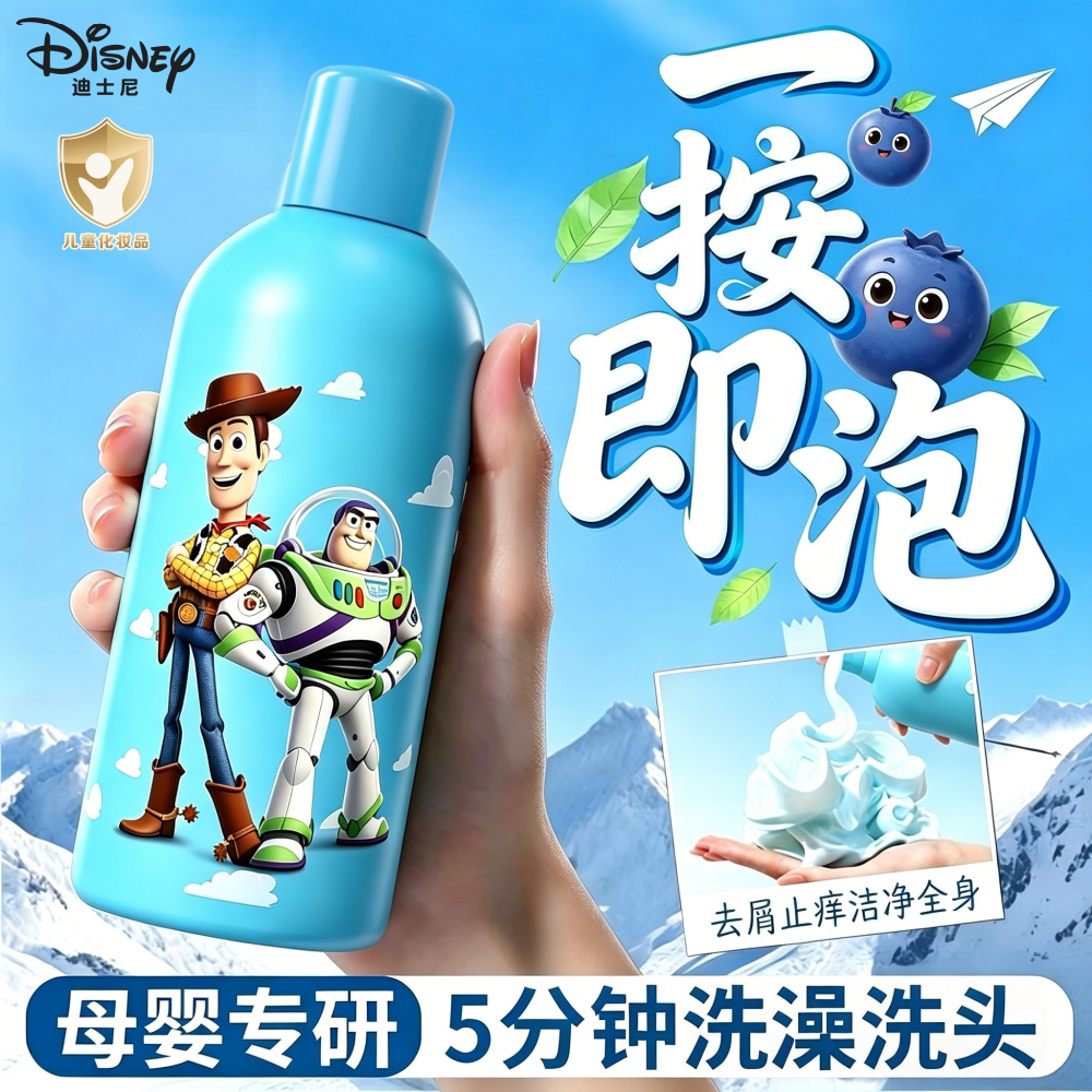 迪士尼儿童洗发水沐浴露二合一婴儿宝宝洗发沐浴小奶泡慕斯泡泡浴