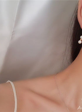 法式复古珍珠耳环女小众设计感高级气质轻奢名媛风纯银耳钉耳夹