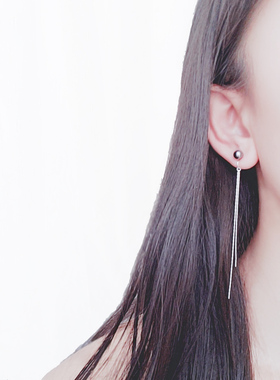 925纯银长款蚊香盘耳夹 大气百搭 无耳洞 无痛隐形 不对称 包邮