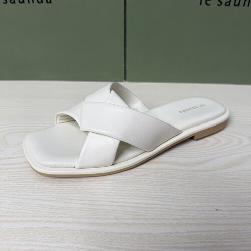 莱尔斯丹正品撤柜女鞋真皮休闲平底一字拖鞋5M14902