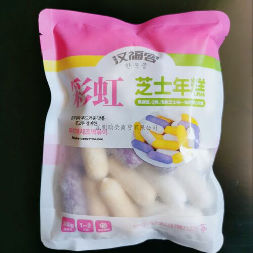 汉福宫彩虹芝士年糕夹心拉丝500g马苏里拉速食冷冻韩式年糕条