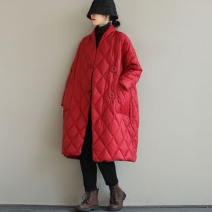 反季文艺大码羽绒棉服外套女长款过膝宽松轻薄加厚面包服冬装