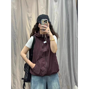 A12 坎肩马夹 902冲锋衣连帽马甲外穿女宽松休闲户外运动背心工装